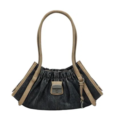 Marc Jacobs Small The Cristina Denim Suede Satchel Bag In Black