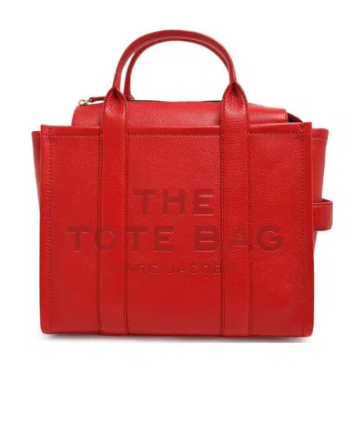 Marc Jacobs The Leather Medium Tote Bag In Red