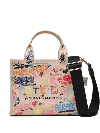 Marc Jacobs The Small Punk Scribble Canvas Tote Bag In Neutral