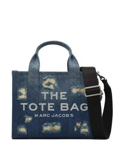 Marc Jacobs Small The Rip And Repair Denim Tote Bag In Burgundy