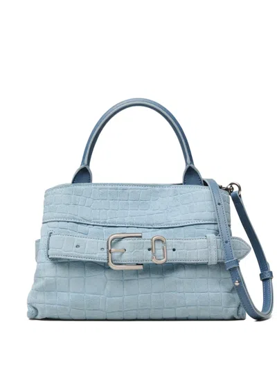 Marc Jacobs Womens Blue Mist Dakota Small Croc-embossed Leather Satchel