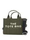 Marc Jacobs The Small Tote Green Handbag With Logo Lettering On The Front In Cotton Woman In Neutral