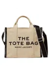 MARC JACOBS 'SMALL TOTE' BEIGE TOTE WITH CONTRASTING LOGO EMBROIDERY IN COTTON AND POLYESTER WOMAN MARC JACOBS