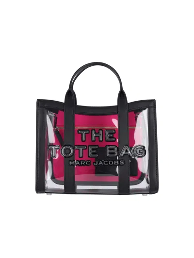 Marc Jacobs Small Transparent Tote Bag In Black  