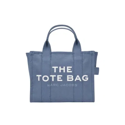MARC JACOBS MARC JACOBS SMALL TRAVELER TOTE BAG IN BLUE SHADOW COTTON