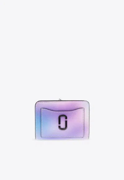 Marc Jacobs Snapshot Airbrush Leather Wallet In Purple