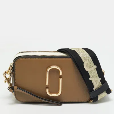 Pre-owned Marc Jacobs Snapshot Brown/off White Saffiano Leather Crossbody Bag