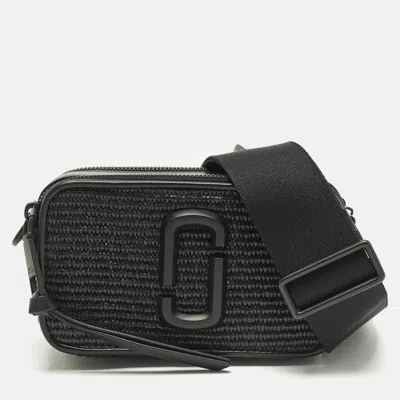 Pre-owned Marc Jacobs Snapshot Camera Raffia And Leather Crossbody Bag In Black