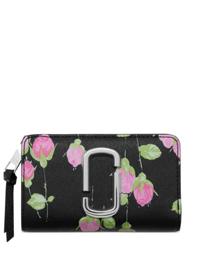 Marc Jacobs Snapshot Compact Wallet In Vintage Floral In Black