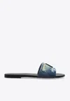Marc Jacobs Snapshot Distressed Denim Flat Sandals In Blue