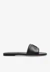 Marc Jacobs Snapshot Flat Sandals In Smooth Leather In Black