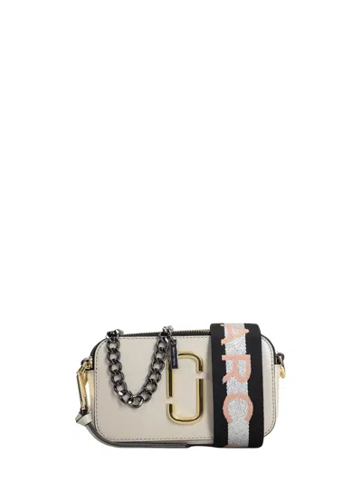 Marc Jacobs Snapshot Handbag In Textured Leather With Gold Logo Plaque In Grey
