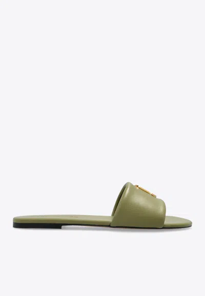 Marc Jacobs Snapshot Leather Flat Sandals In Green