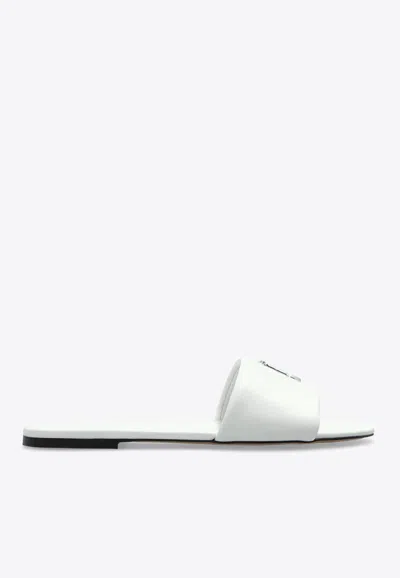Marc Jacobs Snapshot Leather Flat Sandals In White