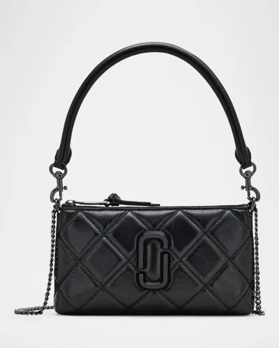 Marc Jacobs Snapshot Quilted Leather Shoulder Bag In Black
