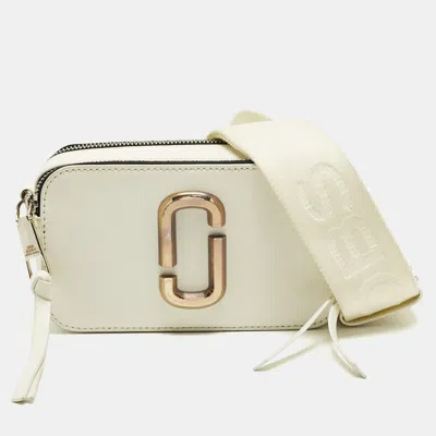 Pre-owned Marc Jacobs Snapshot White Saffiano Leather Camera Crossbody Bag