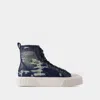 Marc Jacobs The Rip And Tear Denim High Top Sneakers In Blue