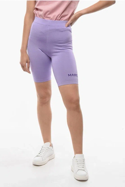 Marc Jacobs Solid Color Biker Shorts With Embroidered Logo In Purple