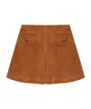 Marc Jacobs Suede Box Pleat Mini Skirt Copper In Brown