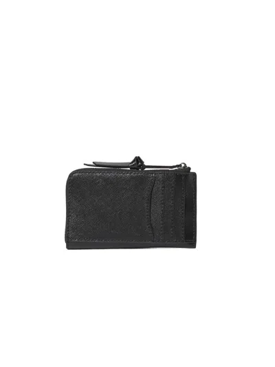 Marc Jacobs Split Leather Top Zip Wallet In Black