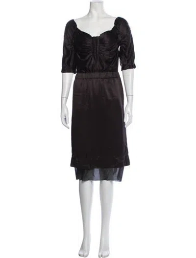 Pre-owned Marc Jacobs Square Neckline Midi Length Dress In Brown
