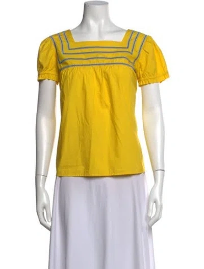 Pre-owned Marc Jacobs Square Neckline Short Sleeve Blouse In Yellow