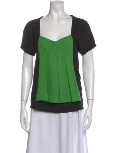 Pre-owned Marc Jacobs Square Neckline Short Sleeve Top In Green