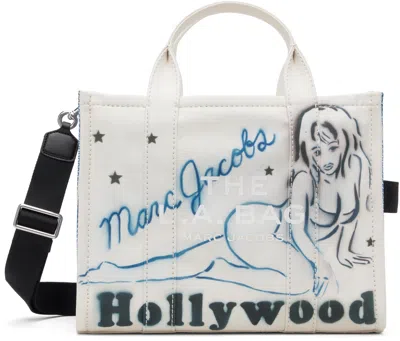 Marc Jacobs Ssense Exclusive White & Blue 'the Los Angeles' City Tote