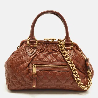 Pre-owned Marc Jacobs Stam Brown Quilted Leather Satchel