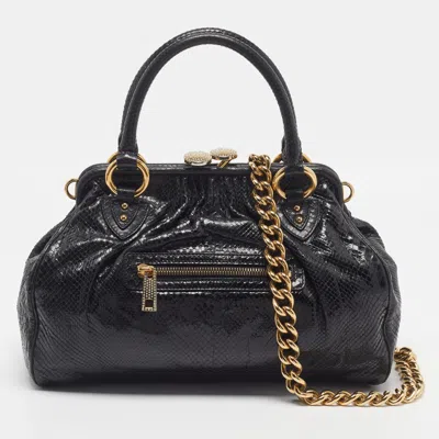 Pre-owned Marc Jacobs Stam Crystal Embellished Black Quilted Snakeskin Bag