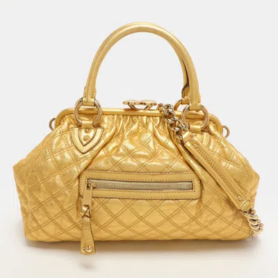 Pre-owned Marc Jacobs Stam Gold Leather Satchel