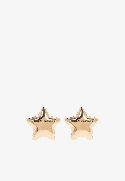 Marc Jacobs Star Balloon Logo Stud Earrings In Gold