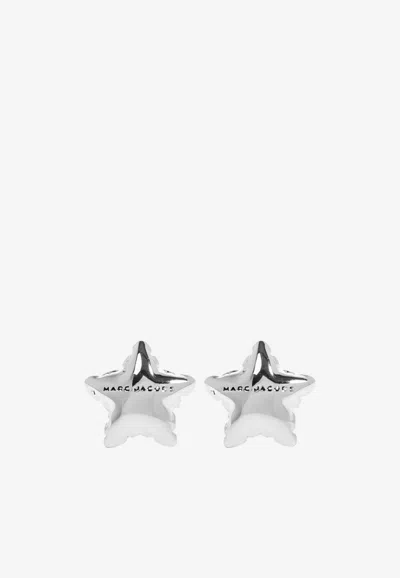 Marc Jacobs Star Balloon Logo Stud Earrings In Silver