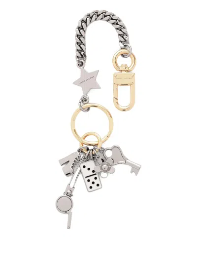 Marc Jacobs Statement Enamel-accent Metal Drop Earrings In Silver
