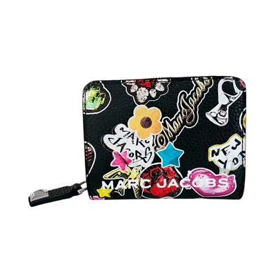 Pre-owned Marc Jacobs Sticker Print Bold Mini Compact Wallet 'black/multicolor' | Women's Size Onesize