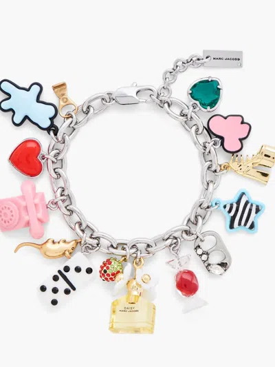 Marc Jacobs Sticker Statement Bracelet In Silver Multi