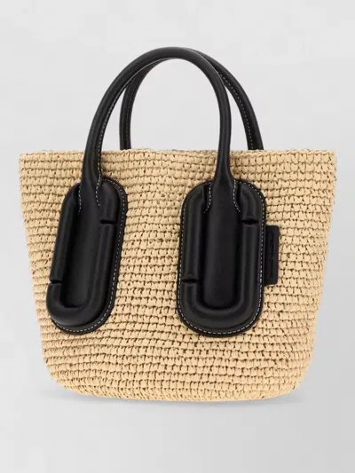 Marc Jacobs Straw Small Handbag Contrast Trim Dual Handles