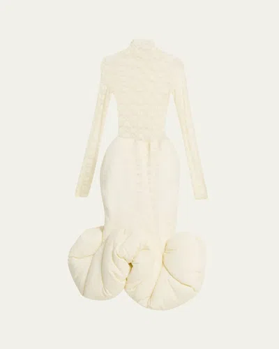 Marc Jacobs Stretch Lace Long-sleeve Midi Mermaid Dress In Neutral