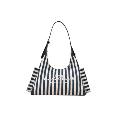 Pre-owned Marc Jacobs Stripe Canvas Belted Sack Bag 'blue Sea' | Women's Size Onesize