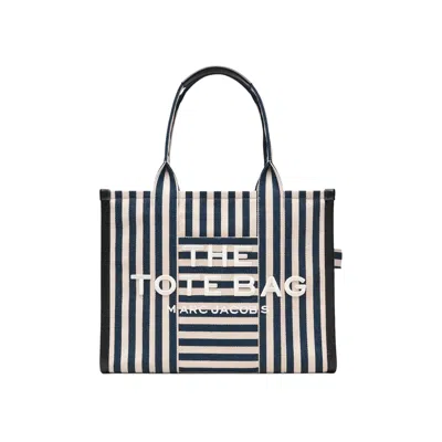 Pre-owned Marc Jacobs Stripe Canvas Large Tote Bag 'blue Sea' | Women's Size Onesize