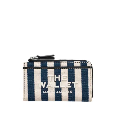 Marc Jacobs Stripe Top Zip-wallet In Blue