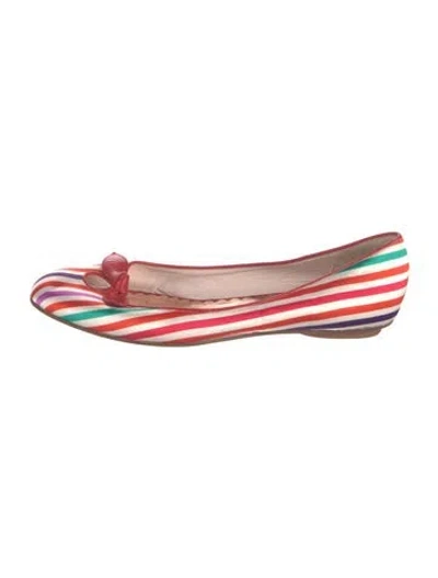 Pre-owned Marc Jacobs Striped Ballet Flats In Red