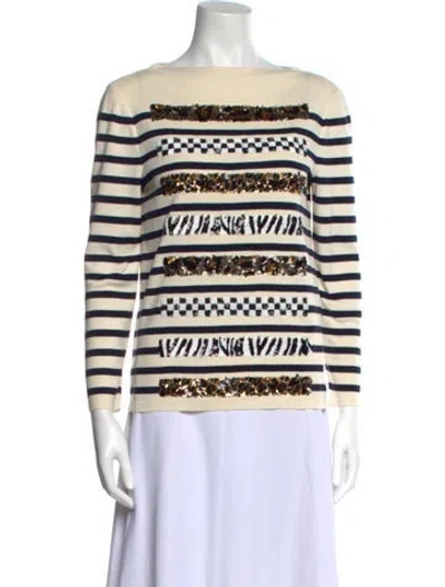 Pre-owned Marc Jacobs Striped Bateau Neckline Sweater In Neutral