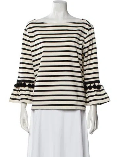 Pre-owned Marc Jacobs Striped Bateau Neckline Top In Neutral