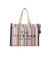 Marc Jacobs Striped Canvas Tote Bag In Multicolor