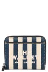 Marc Jacobs Striped Cotton Compact Wallet In Navy