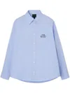 Marc Jacobs Striped Cotton Shirt Collar Pocket Sleeves In Clear Blue