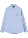 Marc Jacobs Striped Cotton Shirt Collar Pocket Sleeves In Clear Blue