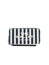 Marc Jacobs Striped Cotton Wallet In Navy