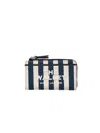 Marc Jacobs Striped Cotton Wallet In Navy
